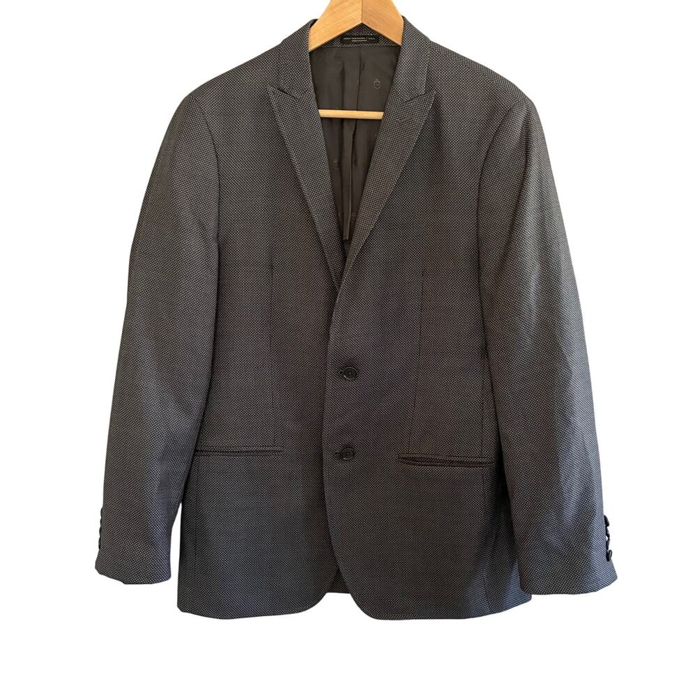John Varvatos‎ USA Blazer Sport Coat 38R Wool Polka Dot Black Gray Half Lined